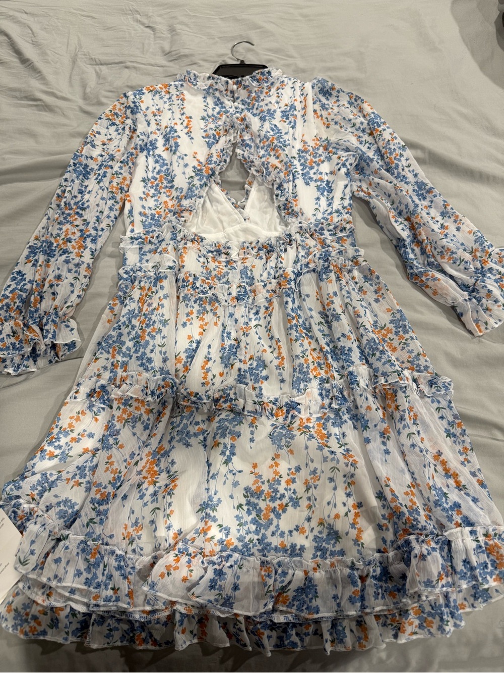 Cupshe White Midi Dress with Blue & Orange Floral Pattern